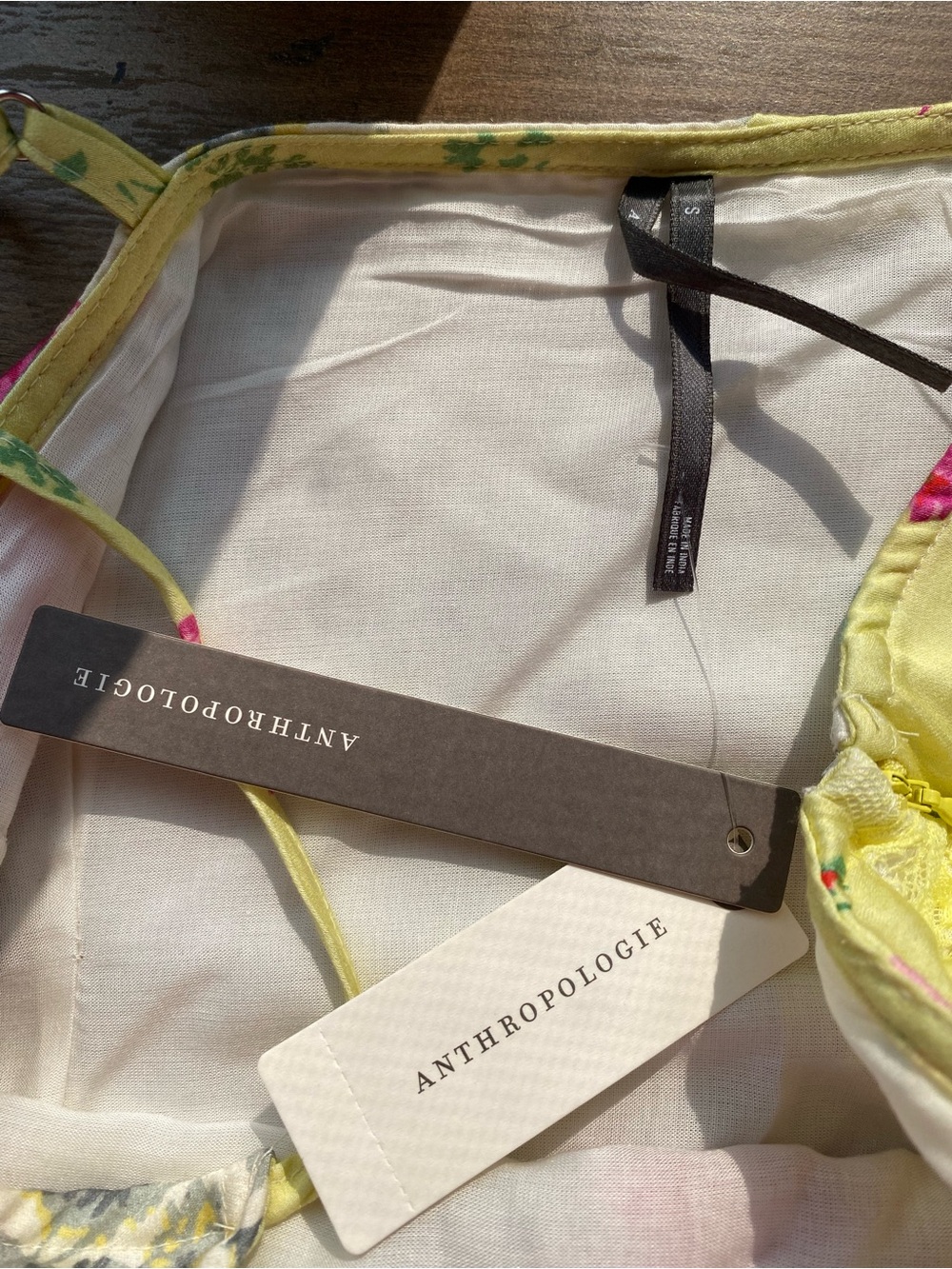 Anthropologie Yellow Floral Patchwork Midi Dress - Picture 3 of 12